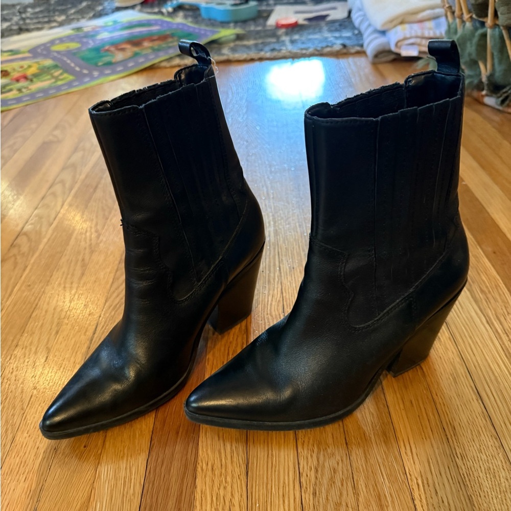 Black Leather Ankle Boots